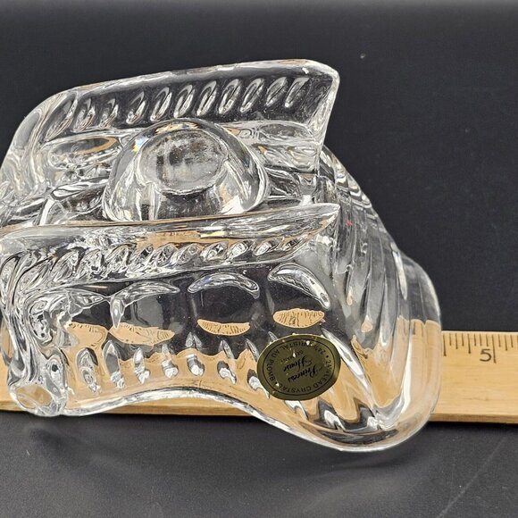 Princess House Crystal Santa Sleigh Candleholder 3" Christmas sled 24% Lead glas - Picture 11 of 12